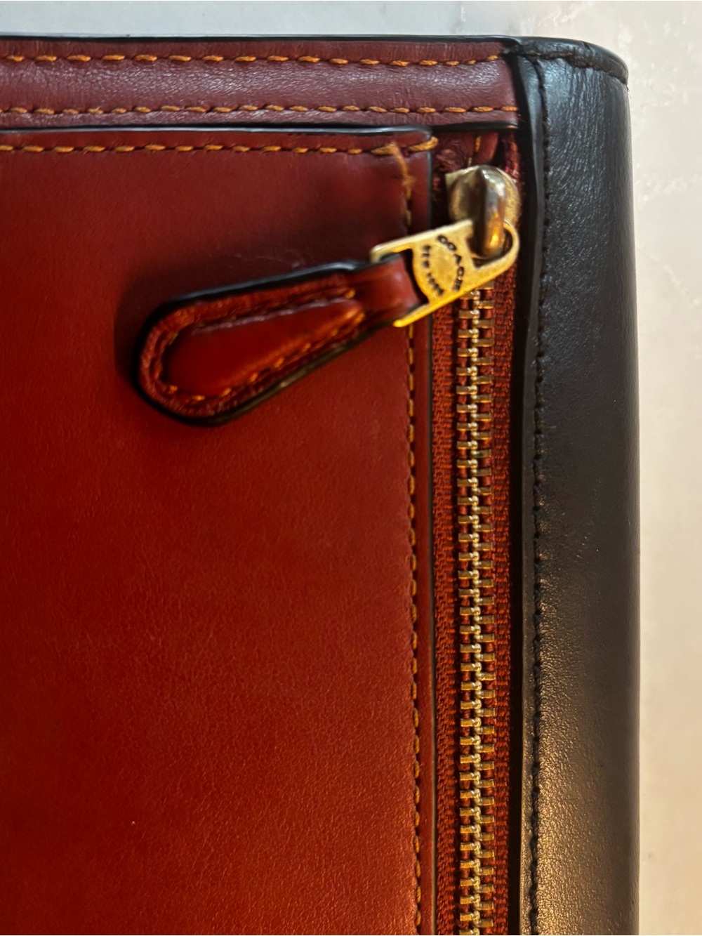 Coach Brown Signature Leather Wallet with Black Leather Flap/Gold Hardware - Picture 8 of 10